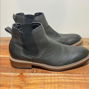 Perry Ellis Portfolio Black Leather Ultra Foam Chukka Boot, Men’s 8